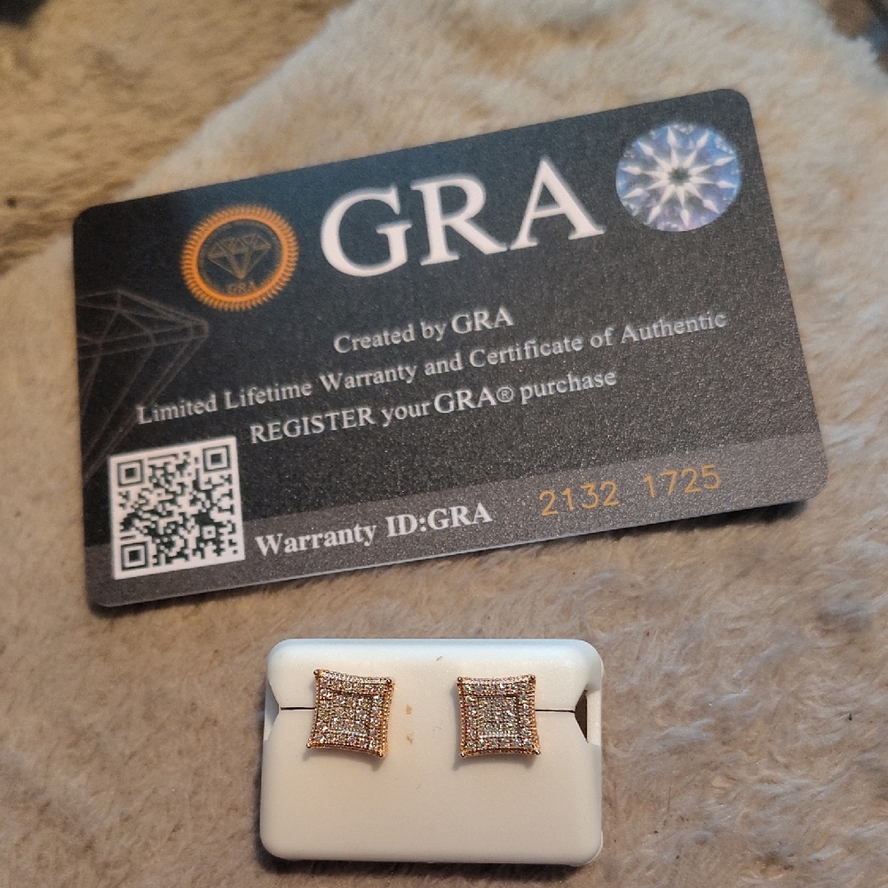 Authentic Moissanite Gold Square Stud Earrings